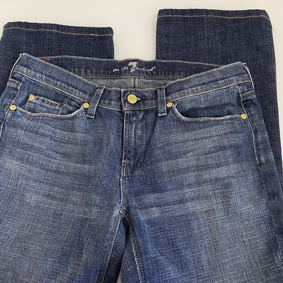 7 For All Mankind Denim - 7 For All Mankind Womens Mia Crop Jeans Size 31 Read Studded Pockets Medium Wash